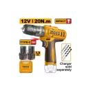 INGCO Bormașină cu impact și acumulator 20 Nm 12 V (2 x 1,5 Ah acumulator, fără cablu încărcător)