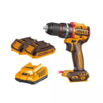   INGCO Mașină de găurit-înșurubat cu impact pe acumulator 66 Nm fără perii de carbon 20 V (2 x 2,0 Ah + încărcător)