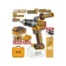 INGCO Bormașină cu impact și șurubelniță cu acumulator 96 Nm fără perii 20 V (2 x acumulator 4,0 Ah + încărcător)