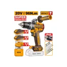 INGCO Bormașină cu impact și șurubelniță cu acumulator 96 Nm fără perii 20 V (2 x 4,0 Ah celule plate + încărcător)