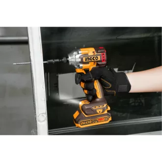   INGCO Surubelniță cu percuție pe acumulator 1/4" 285 Nm fără perii de carbon 20 V (2 x 2,0 Ah acumulator + încărcător)