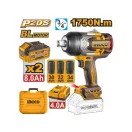 INGCO Șurubelniță cu impact cu acumulator 3/4" 1750 Nm, fără perii, 20 V (2 x 8,0 Ah acumulator + încărcător)
