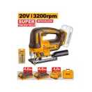 INGCO Ferastrau pendular cu acumulator 20 V fără perii (2 x acumulator Li-ion 4,0 Ah + încărcător)