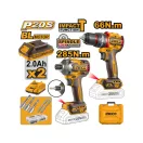 INGCO Set de unelte cu acumulator 20 V Masina de gaurit-cu percutie 66 Nm+Masina de insurubat cu percutie 1/4" 285 Nm (2 baterii + incarcator)