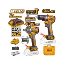 INGCO Set puternic cu acumulator 20 V Bormașină cu percuție 66 Nm + Șurubelniță cu percuție 1/2" 405 Nm (2 acumulatori + încărcător)