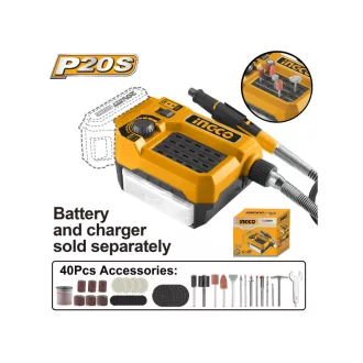   INGCO Mini polizor cu baterie 20 V (fără baterie și încărcător)
