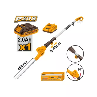   INGCO Trimmer de înălțime cu baterie 0-400 mm 460 mm 20 V (1 x 2,0 Ah baterie + încărcător)