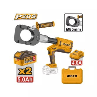   INGCO Foarfecă hidraulică cu acumulator pentru cabluri max. 85 mm (2 x acumulatori 5,0 Ah + încărcător)