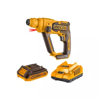   INGCO Ciocan rotopercutor pe baterie 1,5 J SDS-Plus fără perii de carbon 20 V (1 x 2,0 Ah baterie + încărcător)