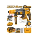INGCO Ciocan combinat cu acumulator 2,5 J SDS-Plus / fără perii cu carbon rapid 20 V (2 x 4,0 Ah acumulator + încărcător)