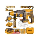 INGCO Ciocan rotopercutor pe acumulator 2,5 J SDS-Plus fără perii de carbon 20 V (2 x 4,0 Ah baterie + încărcător)