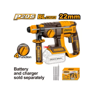   INGCO Ciocan rotopercutor combinat cu acumulator 2,0 J SDS-Plus fără perii de carbon 20 V (fără acumulator și încărcător)