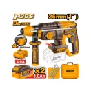 INGCO Ciocan combinat fără perii, 2,5 J SDS-Plus 20 V (2 x acumulatori 4,0 Ah + încărcător)