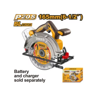   INGCO Fierăstrău circular cu acumulator 165 mm fără perii 20 V (fără acumulator și încărcător)
