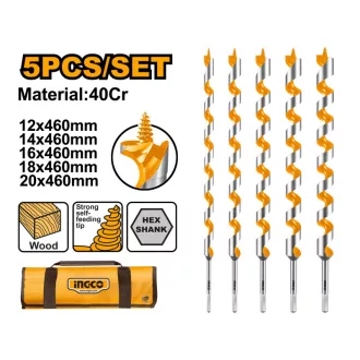   INGCO Set burghie spirale pentru lemn 5 piese 12-20 mm / 460 mm