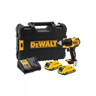   DEWALT Mașină de găurit și înșurubat cu acumulator, 18 V, fără perii, 65 Nm (2 x acumulatori 2,0 Ah + încărcător + TSTAK)