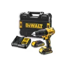 DEWALT Mașină de găurit cu percuție cu acumulator 18 V fără perie de cărbune (2 x baterie de 1,5 Ah + încărcător + TSTAK) DCD778S2T