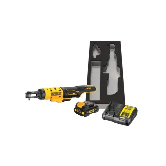   DEWALT Cheie cu clichet pe baterie 12 V 1/4" (1 x 2,0 Ah baterie + încărcător + insert PUR) DCF504L1G