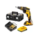 Șurubelniță DEWALT fără fir pentru plăci de gips-carton 18 V fără perie de cărbune (2 baterii de 2,0 Ah + încărcător) DCF620D2