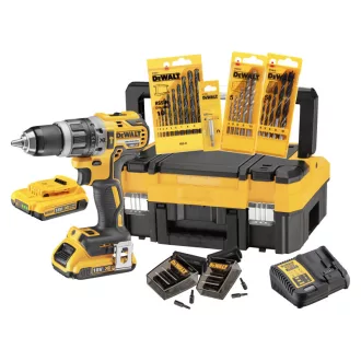   Set mașină de găurit cu acumulator DEWALT 18 V (2 x 2,0 Ah baterie + încărcător + TSTAK) DCK796D2T