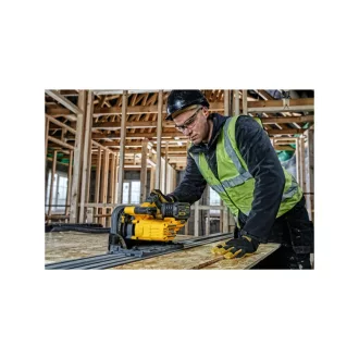   DEWALT Ferăstrău circular submersibil fără fir 54 V fără perie de cărbune (2 x 6,0 Ah baterie + încărcător + șină) DCS520T2R