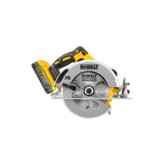  DEWALT Fierăstrău circular pe baterie 18 V, 184 mm, fără perii (2 x 5,0 Ah Power Stack baterie + încărcător + TSTAK)