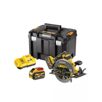   DEWALT Ferăstrău circular fără fir 18 V fără perie de cărbune (2 x 9,0 Ah baterii + încărcător) DCS578X2