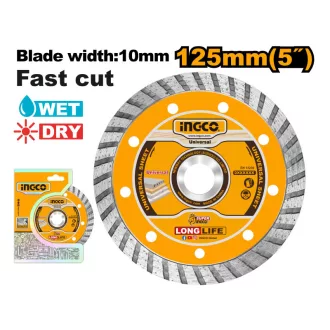 INGCO Disc de tăiere diamantat 125 x 10 x 22,2 mm turbo