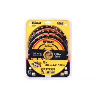   DEWALT EXTREME Disc de tăiere pentru lemn 190 x 30 x 1,65 mm / 24T (3 buc)