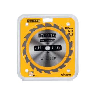   DEWALT CONSTRUCTION Disc de ferăstrău cu dinți pentru lemn 184 x 16 x 2,6 mm / 18T