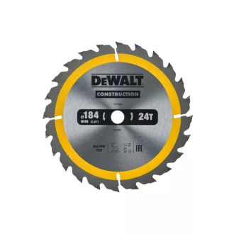   DEWALT CONSTRUCTION Disc de ferăstrău cu dinți pentru lemn 184 x 16 x 1,8 mm / 24 dinți