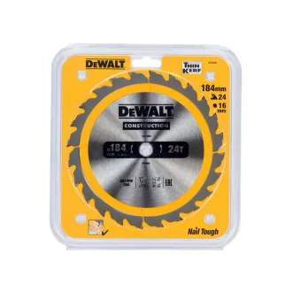   DEWALT CONSTRUCTION Disc de ferăstrău cu dinți pentru lemn 184 x 16 x 1,8 mm / 24 dinți
