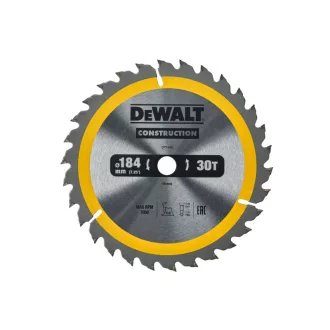   DEWALT CONSTRUCTION Disc de ferăstrău cu dinți pentru lemn 184 x 16 x 2,6 mm / 30T