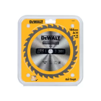   DEWALT CONSTRUCTION Disc de ferăstrău cu dinți pentru lemn 184 x 16 x 2,6 mm / 30T