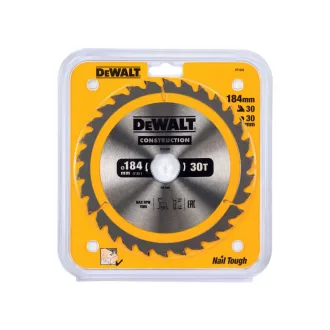   DEWALT CONSTRUCTION Disc de ferăstrău cu dinți pentru lemn 184 x 30 x 2,6 mm / 30T
