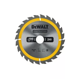   DEWALT CONSTRUCTION Disc de ferăstrău cu dinți pentru lemn 190 x 30 x 2,6 mm / 24T