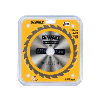   DEWALT CONSTRUCTION Disc de ferăstrău cu dinți pentru lemn 190 x 30 x 2,6 mm / 24T