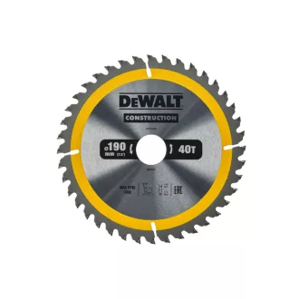   DEWALT CONSTRUCTION Disc de ferăstrău cu dinți pentru lemn cu cuie 190 x 30 x 2,6 mm / 40T