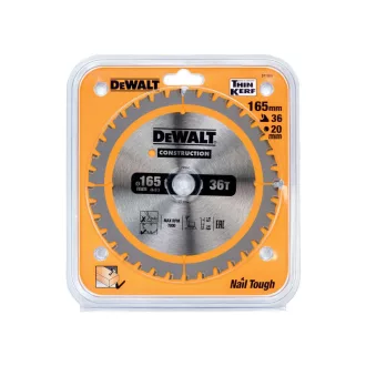   DEWALT CONSTRUCTION Disc de ferăstrău pentru lemn cuie 165 x 20 x 1,86 mm / 36T