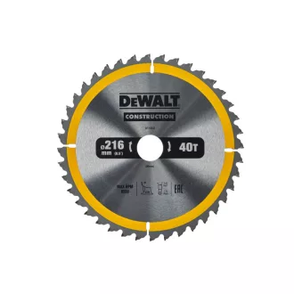   DEWALT CONSTRUCTION DISC DE FERĂSTRĂU CU VÂRFURI PENTRU LEMN 216 x 30 x 2,6 mm / 40T