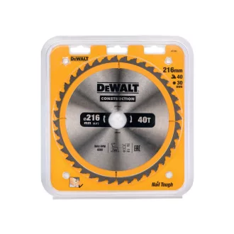   DEWALT CONSTRUCTION DISC DE FERĂSTRĂU CU VÂRFURI PENTRU LEMN 216 x 30 x 2,6 mm / 40T