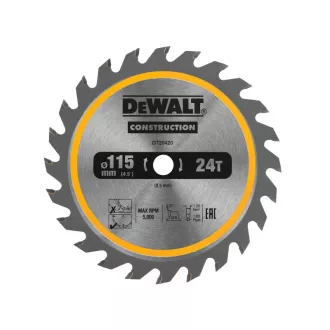   DEWALT CONSTRUCTION Disc de ferăstrău pentru lemn cu cuie 115 x 9,5 x 1,5 mm / 24T