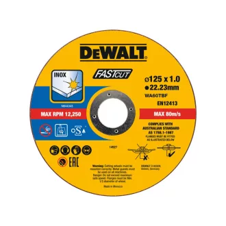   DEWALT Disc de tăiere pentru metal 125 x 1,0 x 22,2 mm inox WA60TBF în ambalaj de găleată (100 buc)