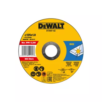   DEWALT Disc de tăiere pentru metal 125 x 1,0 x 22,2 mm inox WA60TBF în cutie de metal (10 buc)