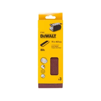 DEWALT Bandă abrazivă 75 x 457 mm / P80 (3 buc)