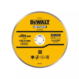   DEWALT Disc diamant pentru faianță, ud/uscat 250 x 25,4 x 1,6 x 8,0 mm continuu