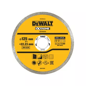   DEWALT DISC DIAMANTAT PENTRU TĂIEREA FAIANȚEI 125 x 1,6 x 7,0 x 22,2 mm, continuu