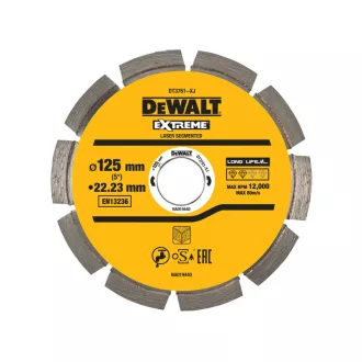   DEWALT Disc diamantat segmentat pentru materiale dure 125 x 2,0 x 7,5 x 22,2 mm
