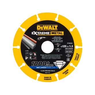   DEWALT EXTREME METAL Disc de tăiere cu diamant pentru metal 125 x 1,3  x 22,2 mm (metal/alu/inox)
