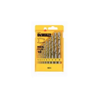   Set de burghie cu spiră DEWALT, 10 piese, HSS-G DIN 338 (1,0 - 10 mm)